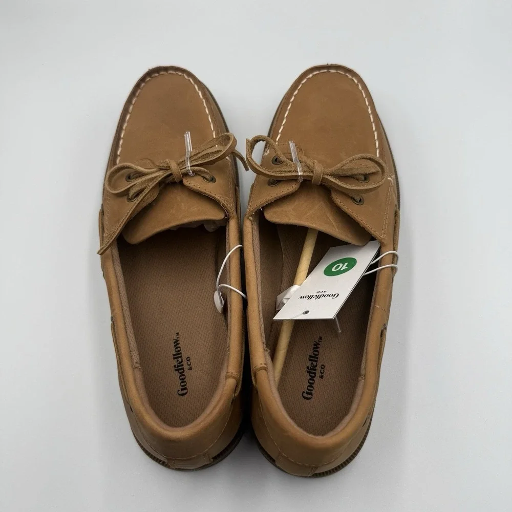 Goodfellow & Co Bennett Boat Shoes Men's Size 10 Cognac Leather NWT